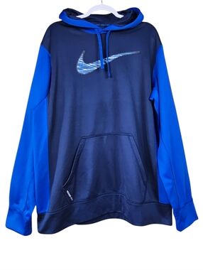 Nike Men's Therma-Fit Blue Lightweight Fleece Lined Pullover Hoodie
